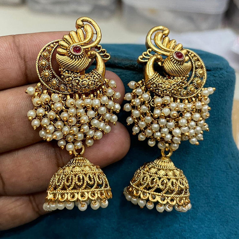 Sona Creation Gold Plated Pota Stone Jhumki Earrings