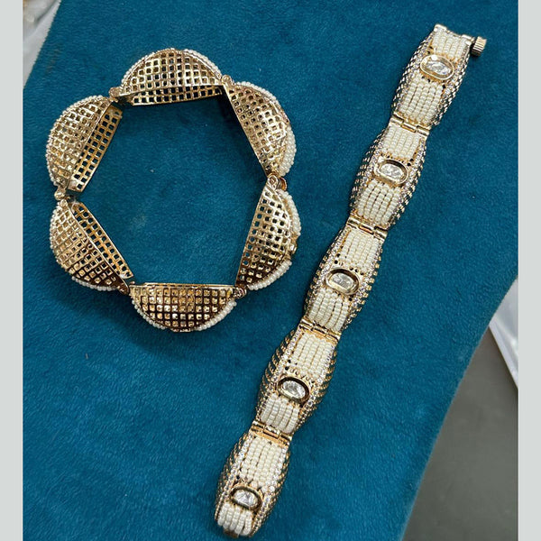 Sona Creation Gold Plated Polki Kundan Bracelet (1 Piece Only)