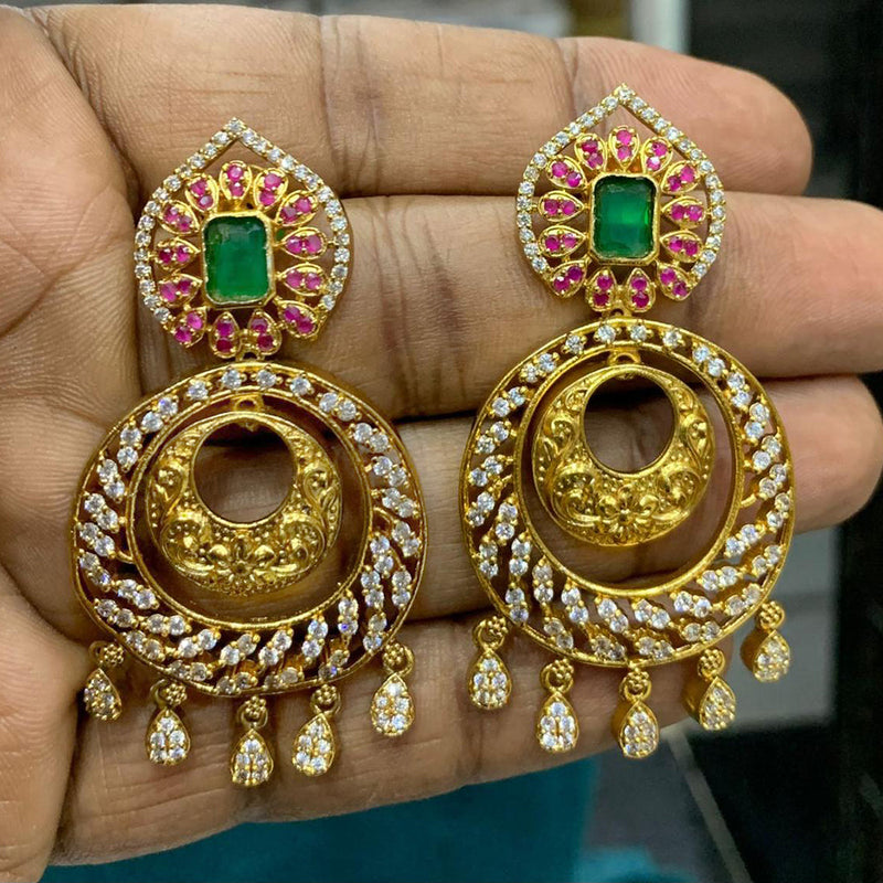 Sona Creation Gold Plated AD Dangler Earrings