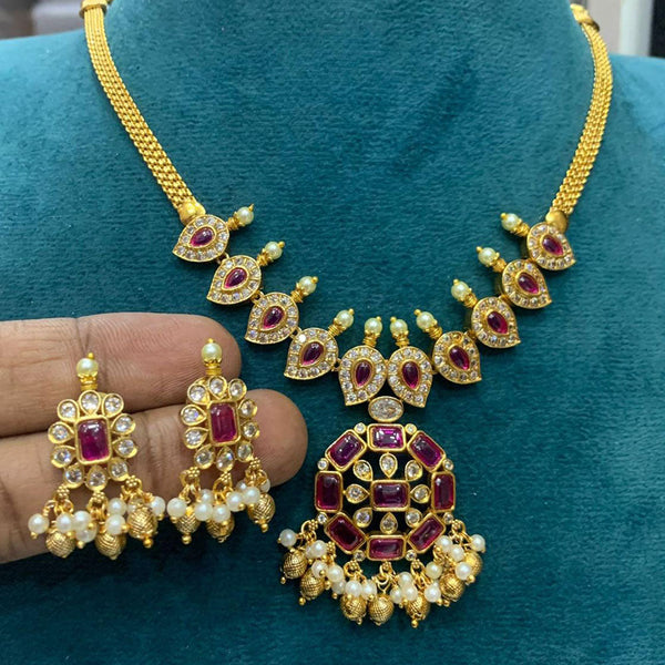 Sona Creation Gold Plated Kundan Stone And Pearls Necklace