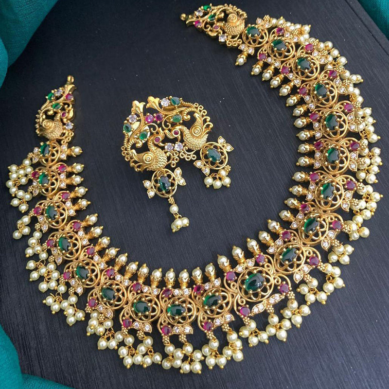 Sona Creation Gold Plated Kundan Stone And Pearls Necklace Set