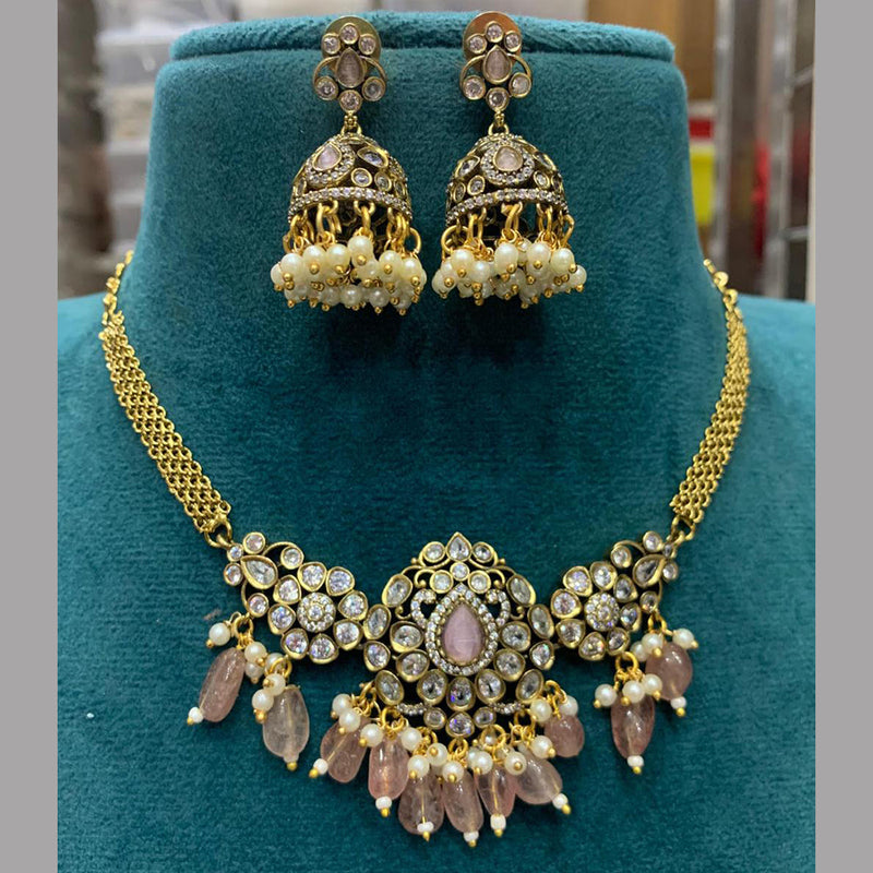 Sona Creation Gold Plated Polki Kundan And Beads Necklace Set