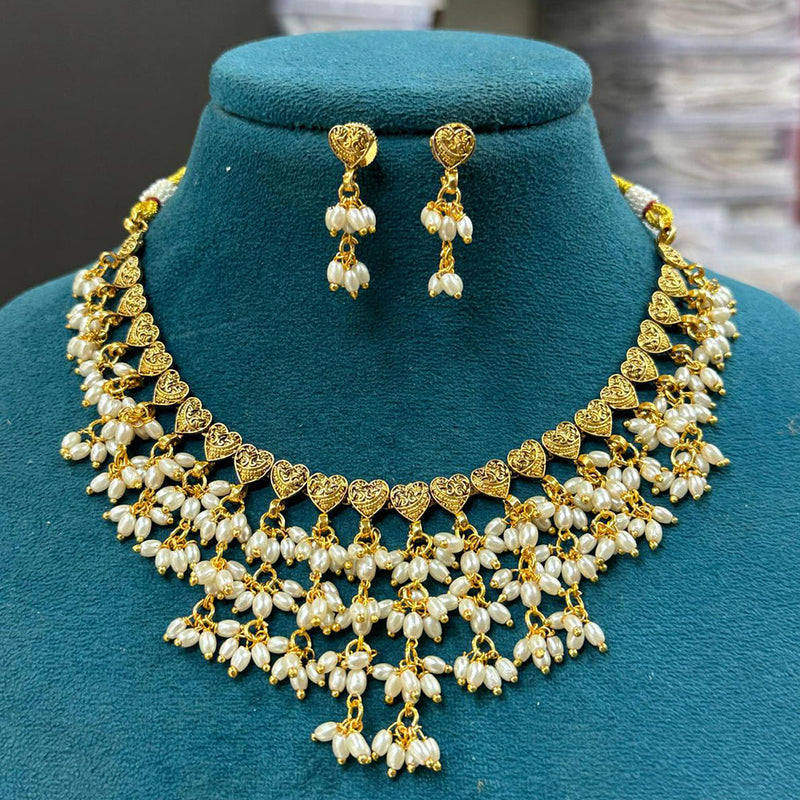 Sona Creation Gold Plated Pearl Necklace Set