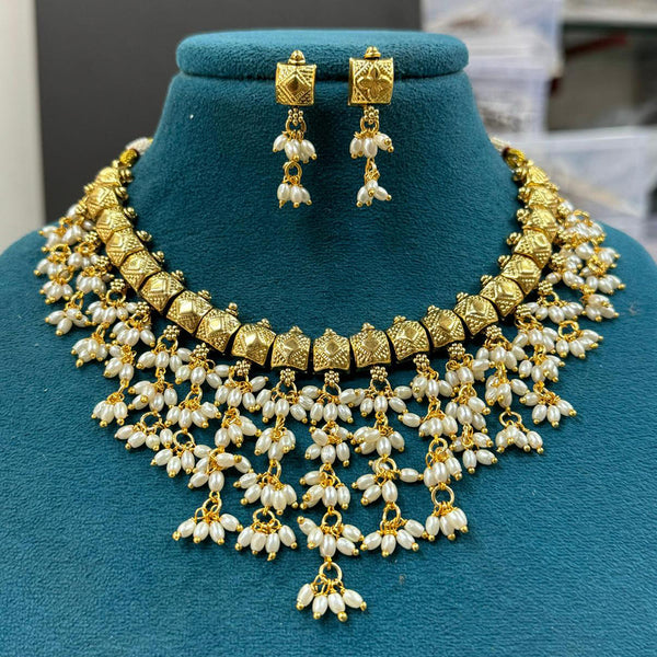 Sona Creation Gold Plated Pearl Necklace Set