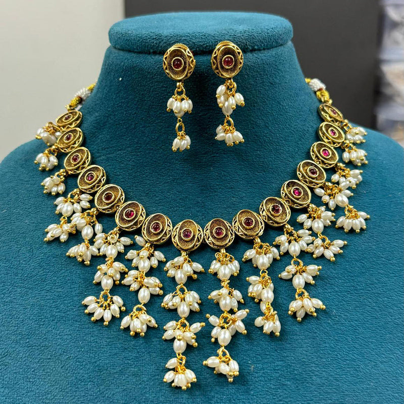 Sona Creation Gold Plated Pearl Necklace Set