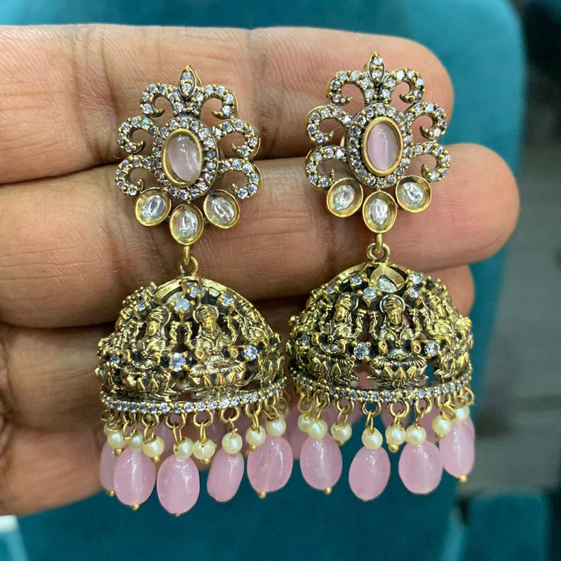 Sona Creation Gold Plated American Diamond Jhumki Earrings