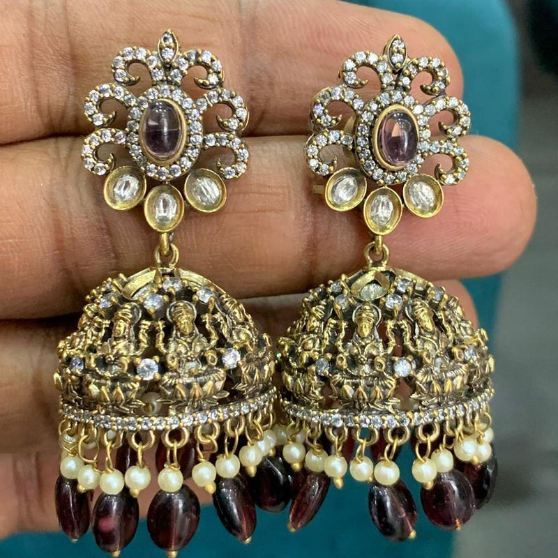 Sona Creation Gold Plated American Diamond Jhumki Earrings