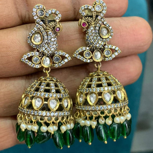 Sona Creation Gold Plated American Diamond Jhumki Earrings