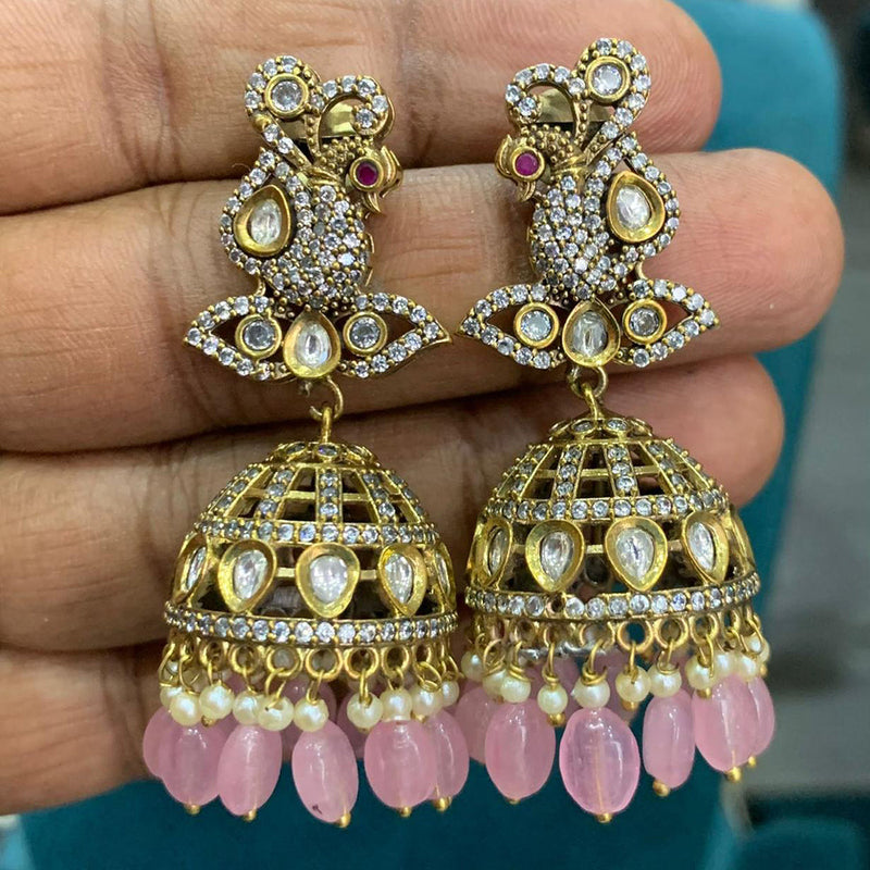 Sona Creation Gold Plated American Diamond Jhumki Earrings