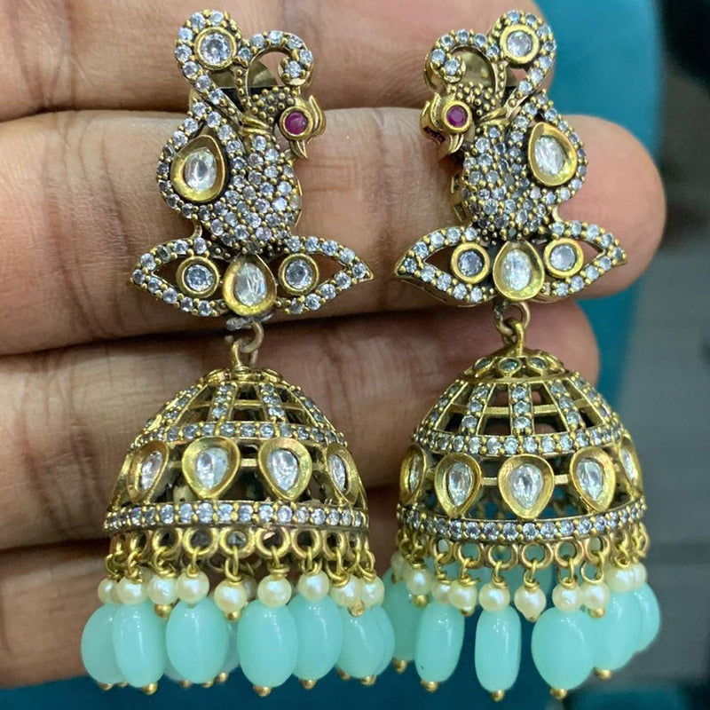 Sona Creation Gold Plated American Diamond Jhumki Earrings