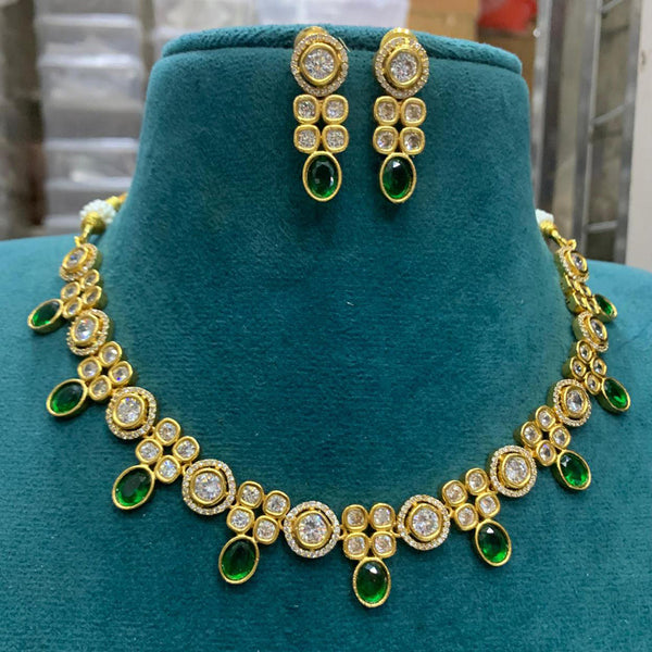 Sona Creation Gold Plated Polki Kundan Stone Necklace Set