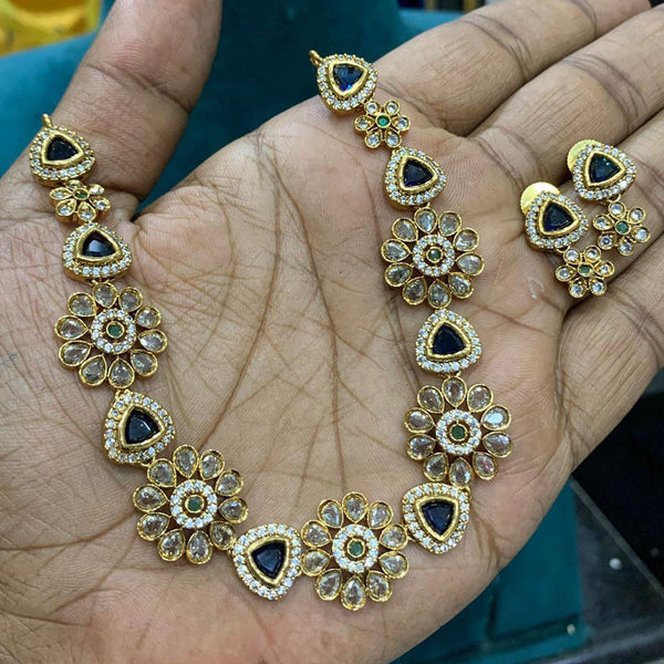 Sona Creation Gold Plated Polki Kundan Stone Necklace Set