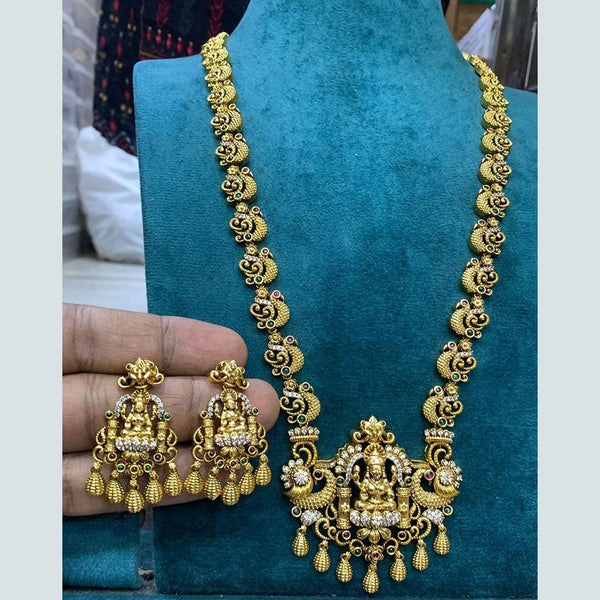 Sona Creation Gold Plated Austrian Stone Temple Necklace Set