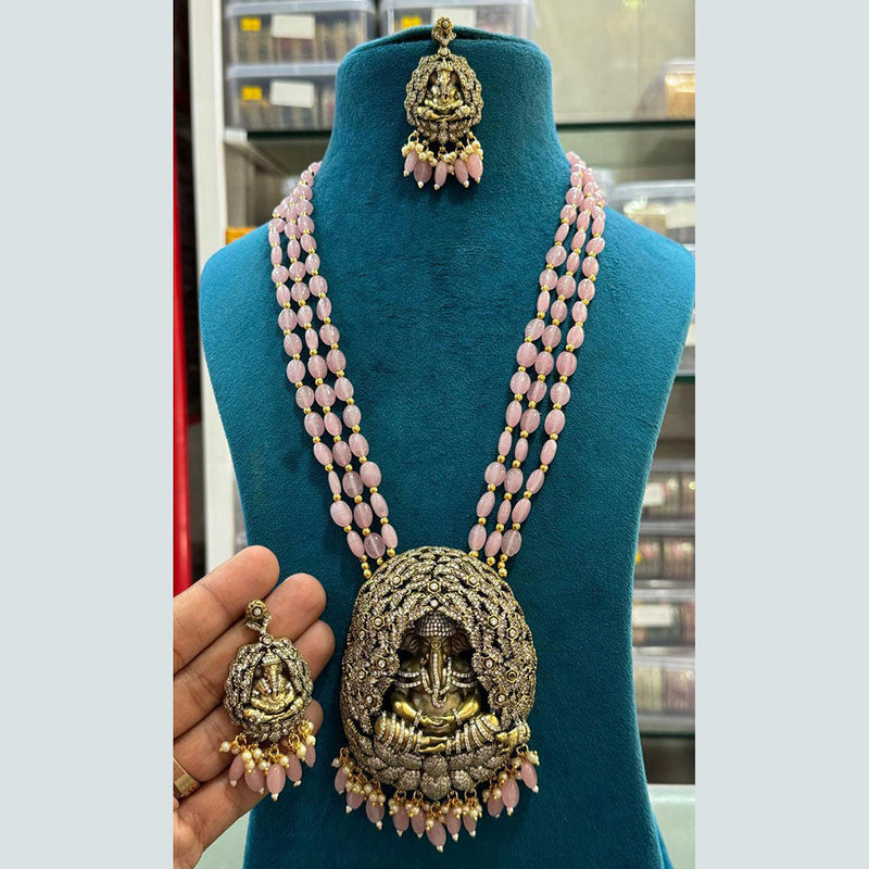 Sona Creation Gold Plated Ad Lord Ganesha Long Necklace Set