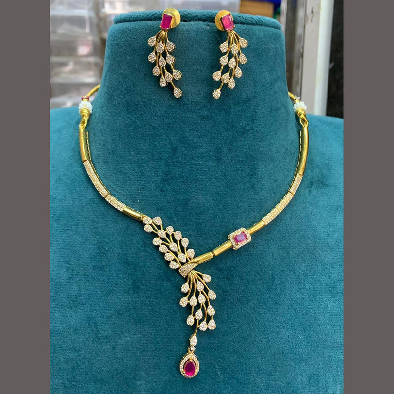 Sona Creation Gold Plated AD Necklace Set