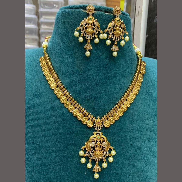 Sona Creation Gold Plated Austrian Stone Temple Necklace Set