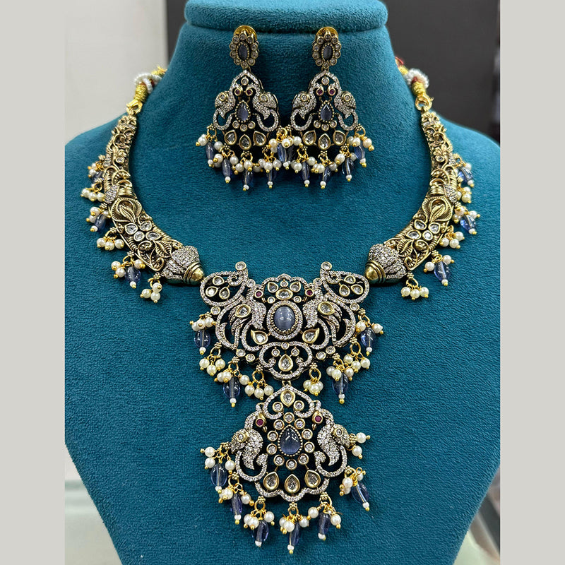 Sona Creation Gold Plated American Diamond And Beads Necklace Set