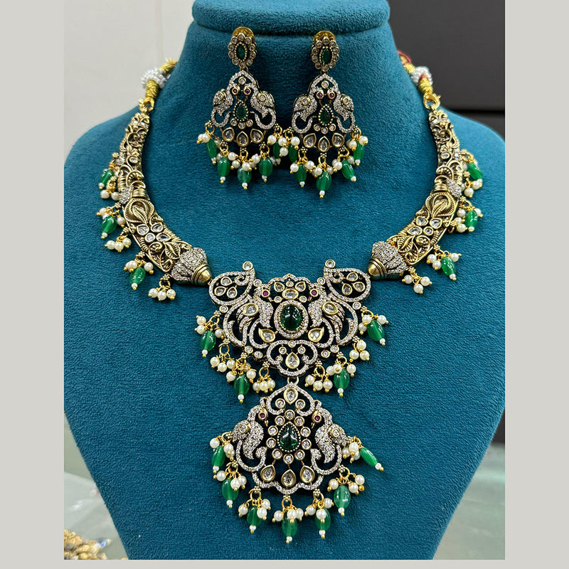 Sona Creation Gold Plated American Diamond And Beads Necklace Set