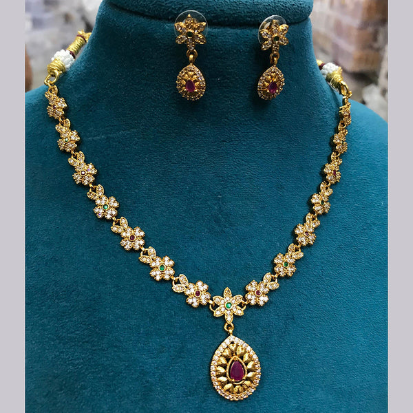 Sona Creation Gold Plated Austrian Stone Necklace Set