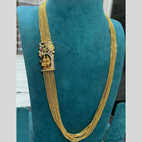 Sona Creation Gold Plated AD Stone Temple Necklace Set