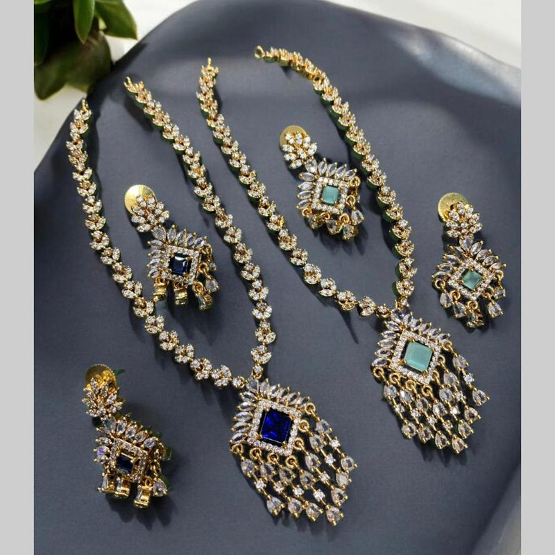 Sona Creation Gold Plated AD Stone Necklace Set