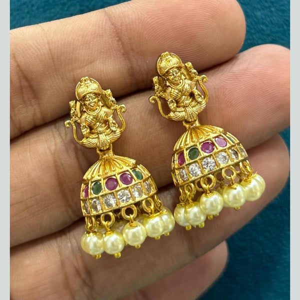 Sona Creation Gold Plated Austrian Stone Temple Jhumki Earrings