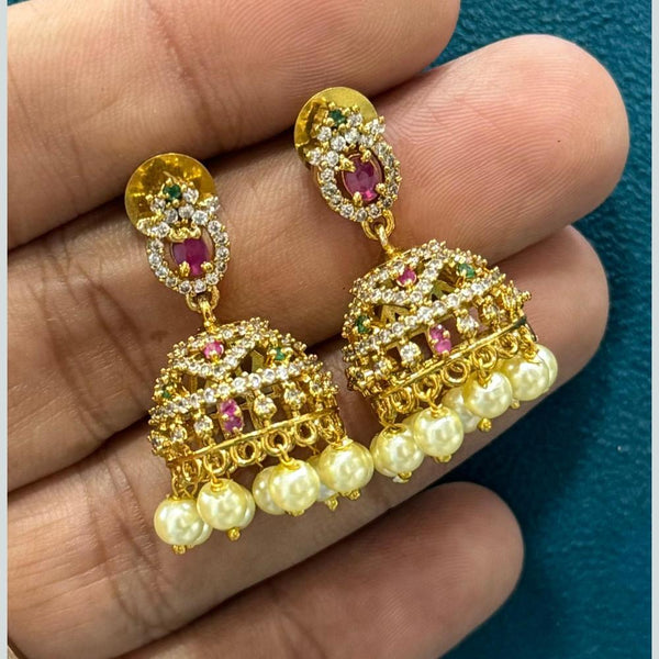 Sona Creation Gold Plated Austrian Stone Temple Jhumki Earrings