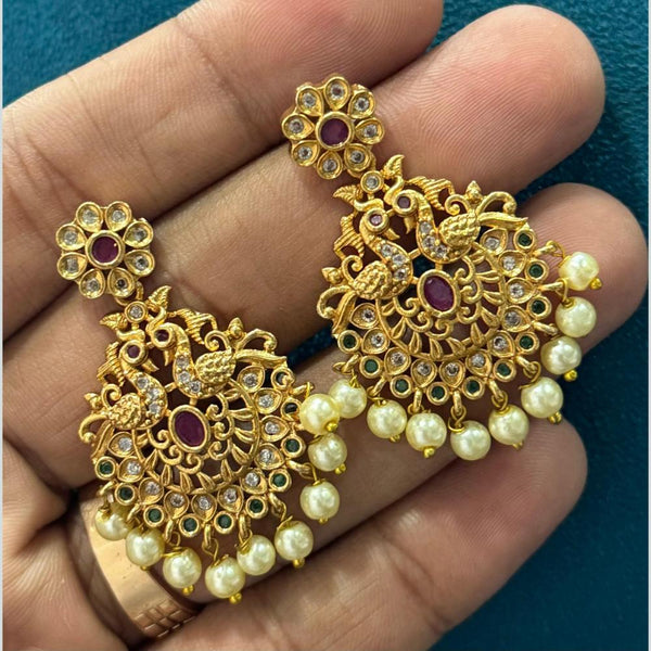 Sona Creation Gold Plated Austrian Stone Temple Jhumki Earrings