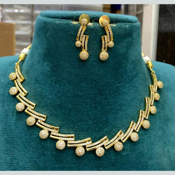 Sona Creation Gold Plated AD Stone Necklace Set