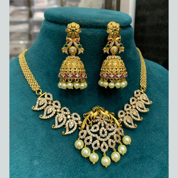 Sona Creation Gold Plated AD Stone Necklace Set