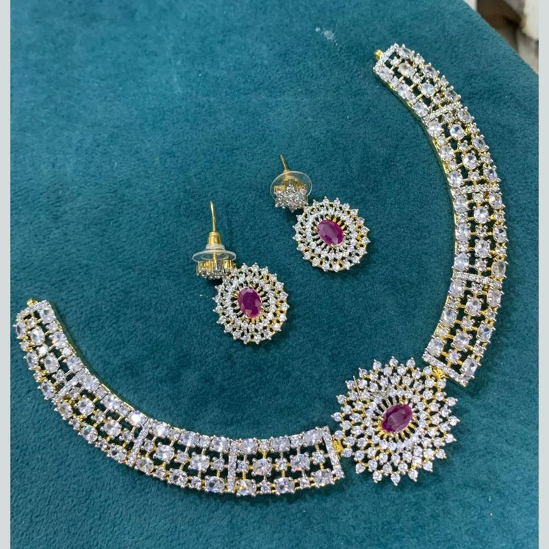 Sona Creation Gold Plated AD Stone Necklace Set