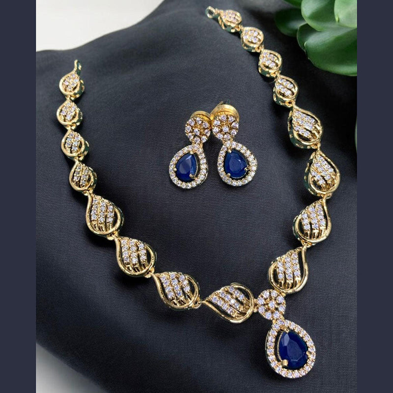 Sona Creation Gold Plated AD Stone Necklace Set