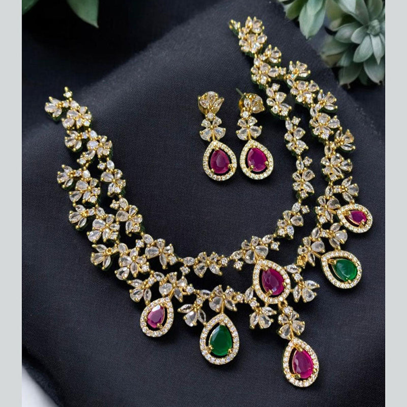 Sona Creation Gold Plated AD Stone Necklace Set