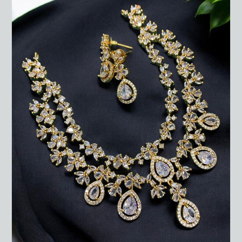 Sona Creation Gold Plated AD Stone Necklace Set