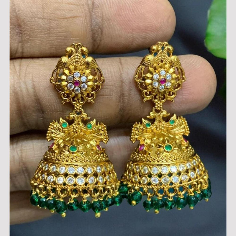 Sona Creation Gold Plated Austrian Stone And Beads Jhumki Earrings