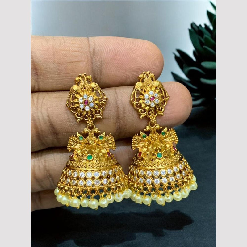 Sona Creation Gold Plated Austrian Stone And Beads Jhumki Earrings