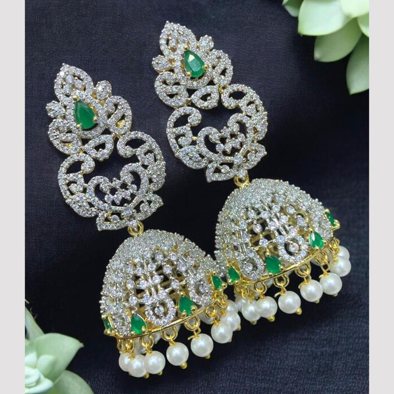 Sona Creation Gold Plated American Diamonds Jhumki Earrings