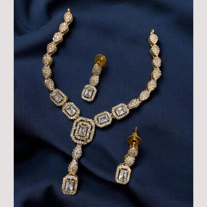 Sona Creation Gold Plated American Diamonds Necklace Set