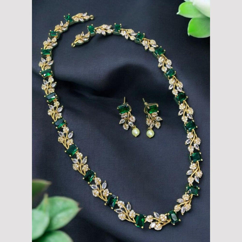 Sona Creation Gold Plated Crystal Stone Necklace Set