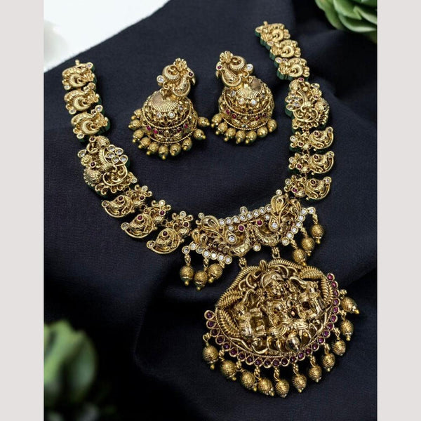 Sona Creation Gold Plated Austrian Stone Temple Necklace Set