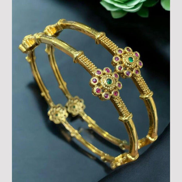 Sona Creation Gold Plated Pota Stone Bangle Set