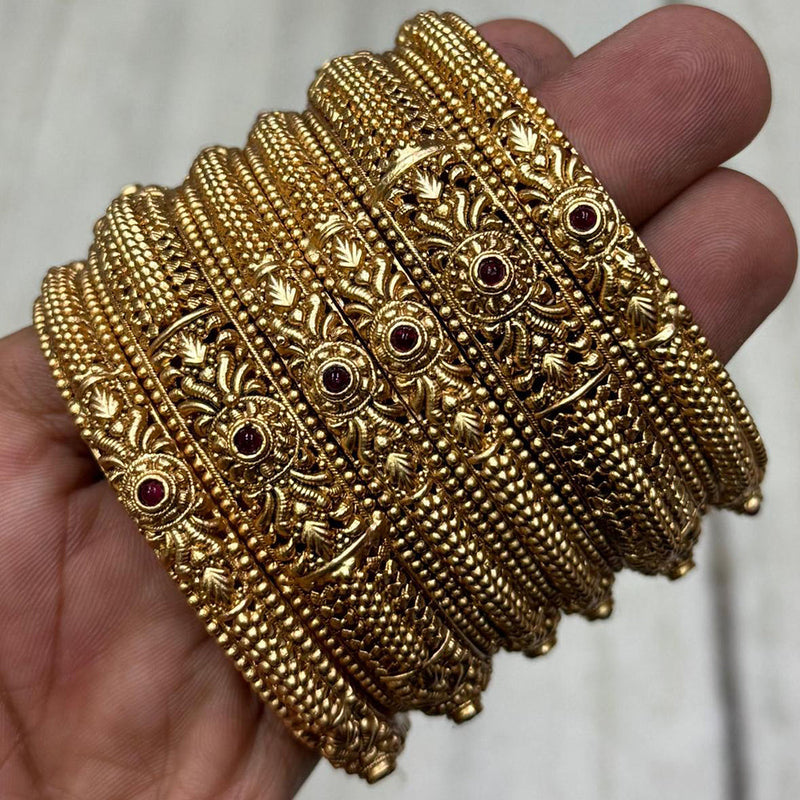 Sona Creation Gold Plated Pota Stone Bangle Set