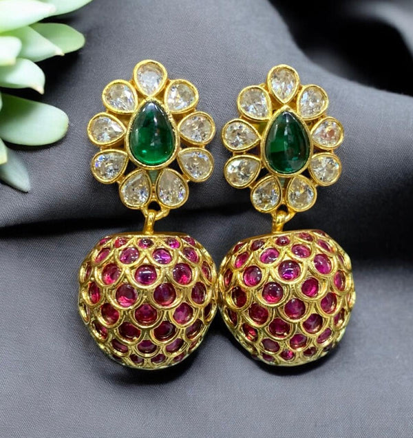 Sona Creation Gold Plated Crystal Stone Dangler Earrings