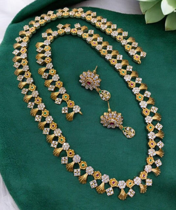 Sona Creation Gold Plated Austrian Stone Long Necklace Set