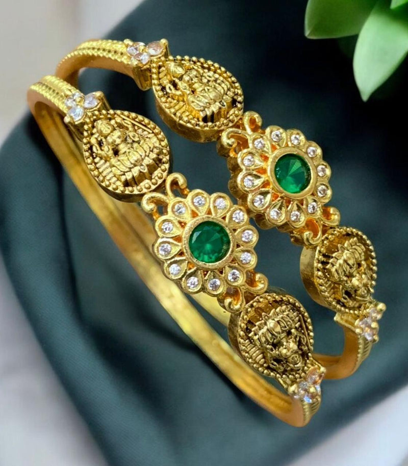 Sona Creation Gold Plated Austrian Stone Temple Bangle Set