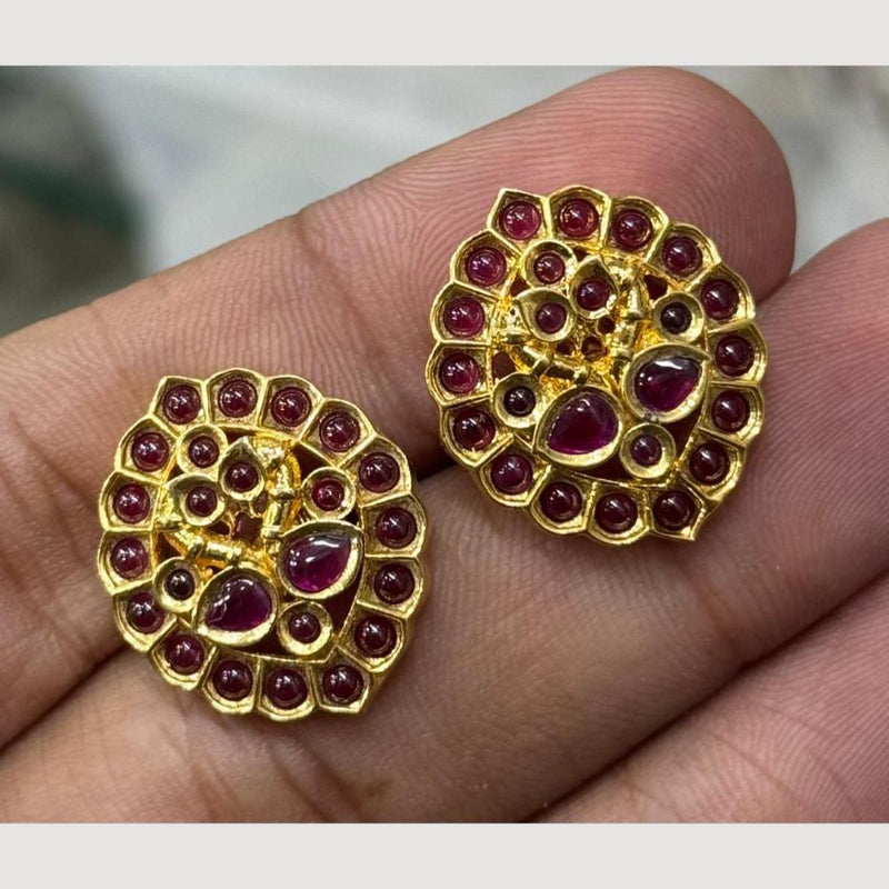 Sona Creation Gold Plated Pota Stone Studs Earrings