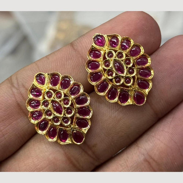 Sona Creation Gold Plated Pota Stone Studs Earrings