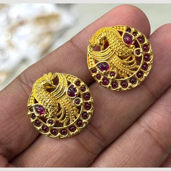 Sona Creation Gold Plated Pota Stone Studs Earrings