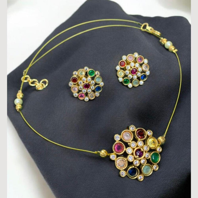 Sona Creation Gold Plated Austrian Stone Necklace Set