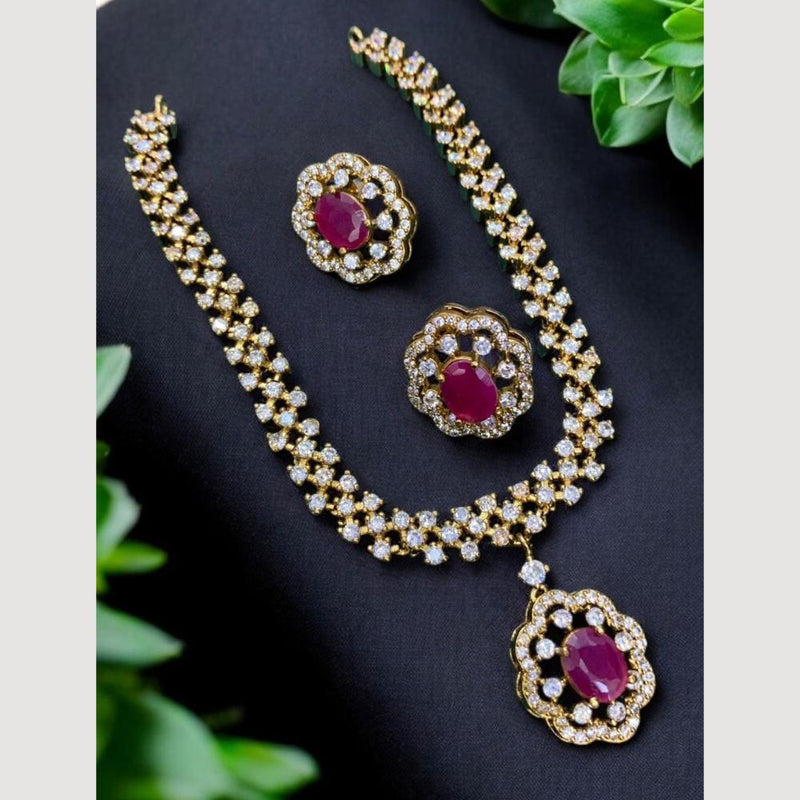 Sona Creation Gold Plated Crystal And Austrian Stone Necklace Set